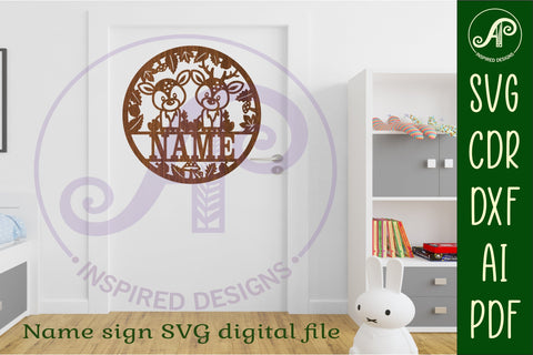 Deer name sign svg laser cut template SVG APInspireddesigns 