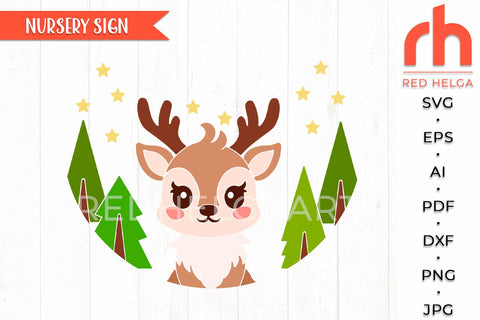 Deer Nursery Sign SVG, Woodland Name Sign, Baby Gift SVG RedHelgaArt 