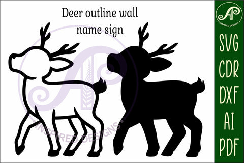 Deer outline two layer name wall sign SVG APInspireddesigns 