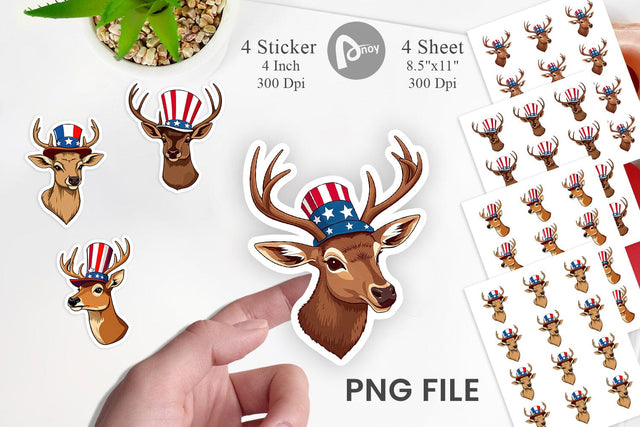 Deer Patriotic Sticker Sublimation artnoy 