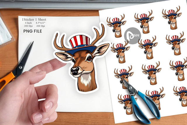 Deer Patriotic Sticker Sublimation artnoy 