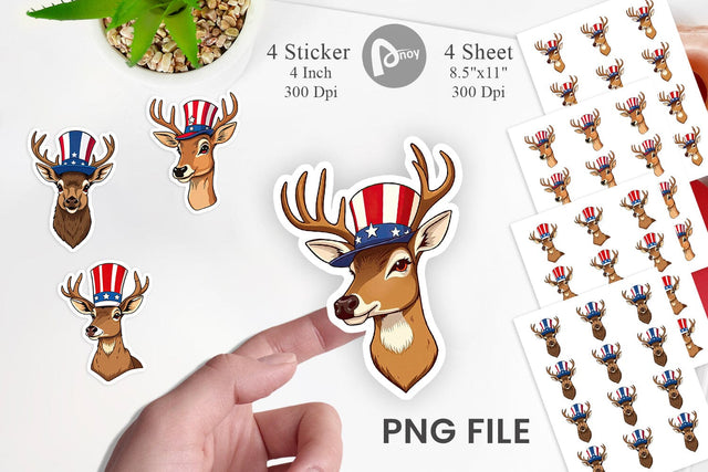 Deer Patriotic Sticker Sublimation artnoy 