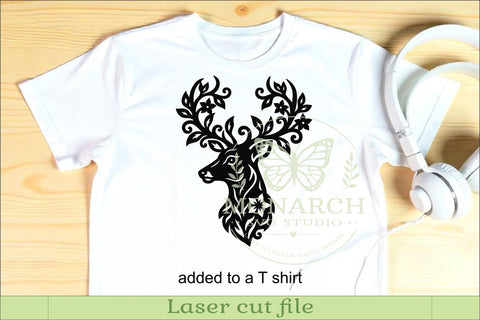 Deer Profile SVG, Ornate Stag Head Laser Cut File SVG APInspireddesigns 