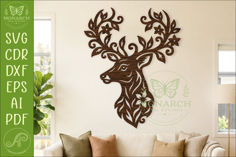 Deer Profile SVG, Ornate Stag Head Laser Cut File SVG APInspireddesigns 