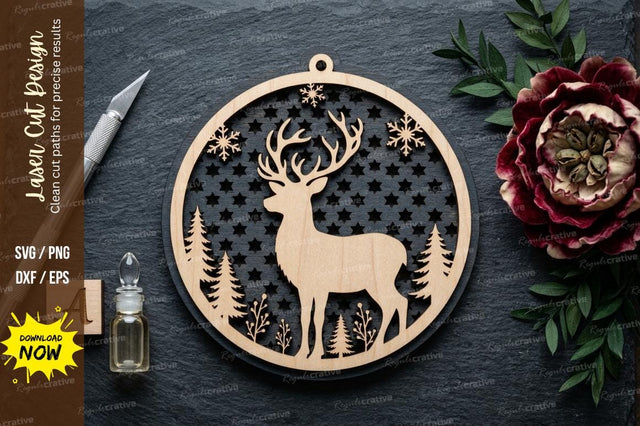 Deer Round Frame laser Cut svg Cutting file SVG Regulrcrative 