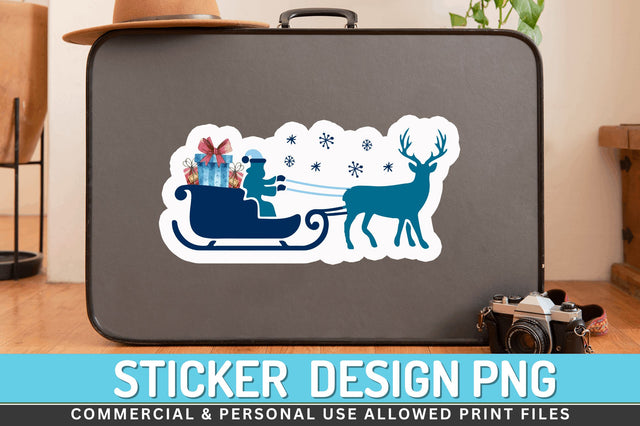 Deer santa Stickers Design Sublimation Regulrcrative 