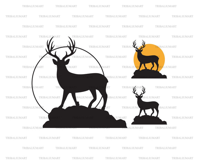 Deer silhouette at sunset SVG TribaliumArtSF 