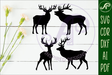 Deer Silhouette laser cut wall art SVG APInspireddesigns 