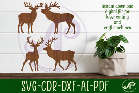 Deer Silhouette laser cut wall art SVG APInspireddesigns 