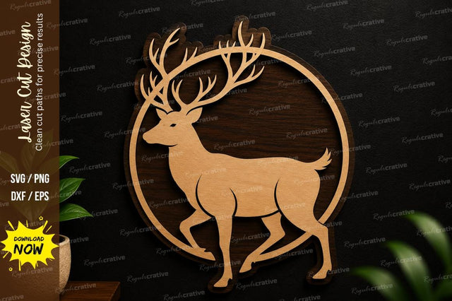 Deer Silhouette SVG Laser Cut Wildlife Wall Art SVG Regulrcrative 