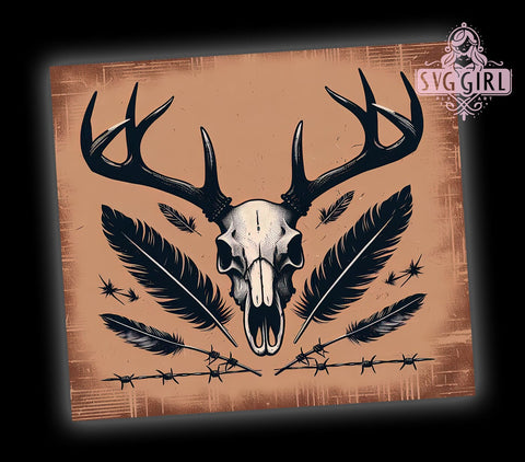 Deer Skull 20oz Tumbler Wrap, Deer Skull, Skull Tumbler, Tumbler Wrap, 20oz Sublimation, Hunting Decor, Unique Gift, Camo Design Sublimation SvggirlplusArt 