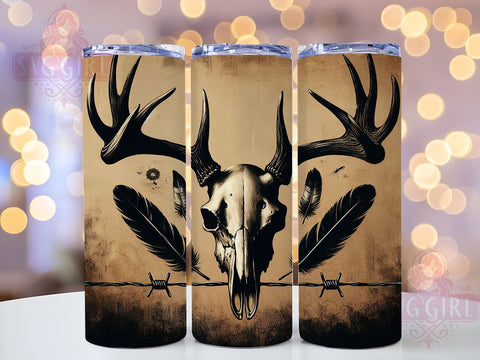 Deer Skull 20oz Tumbler Wrap, Deer Skull, Skull Tumbler, Tumbler Wrap, 20oz Sublimation, Hunting Decor, Unique Gift, Camo Design Sublimation SvggirlplusArt 
