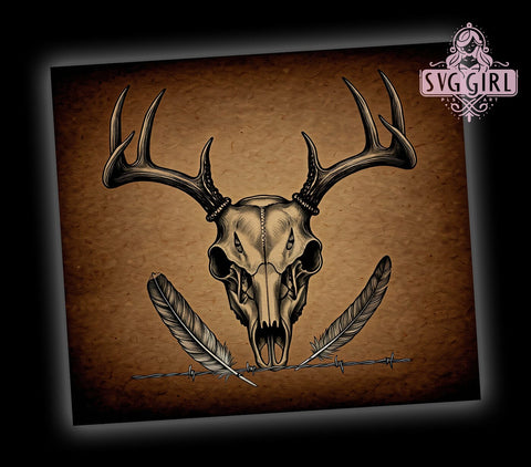 Deer Skull 20oz Tumbler Wrap, Deer Skull, Skull Tumbler, Tumbler Wrap, 20oz Sublimation, Hunting Decor, Unique Gift, Camo Design Sublimation SvggirlplusArt 