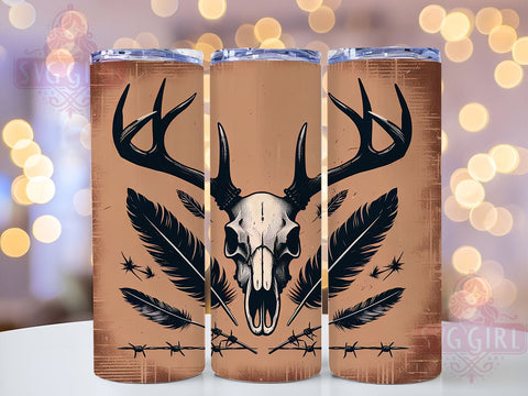 Deer Skull 20oz Tumbler Wrap, Deer Skull, Skull Tumbler, Tumbler Wrap, 20oz Sublimation, Hunting Decor, Unique Gift, Camo Design Sublimation SvggirlplusArt 