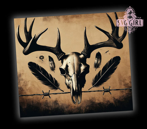 Deer Skull 20oz Tumbler Wrap, Deer Skull, Skull Tumbler, Tumbler Wrap, 20oz Sublimation, Hunting Decor, Unique Gift, Camo Design Sublimation SvggirlplusArt 