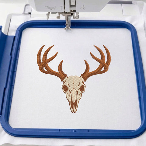 Deer Skull Antlers Embroidery Design – Rustic Buck Skull Hunting Wildlife Machine Embroidery File Embroidery/Applique DESIGNS PatternFeed8 