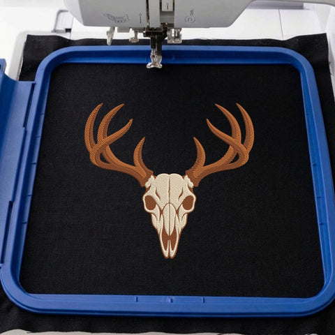 Deer Skull Antlers Embroidery Design – Rustic Buck Skull Hunting Wildlife Machine Embroidery File Embroidery/Applique DESIGNS PatternFeed8 