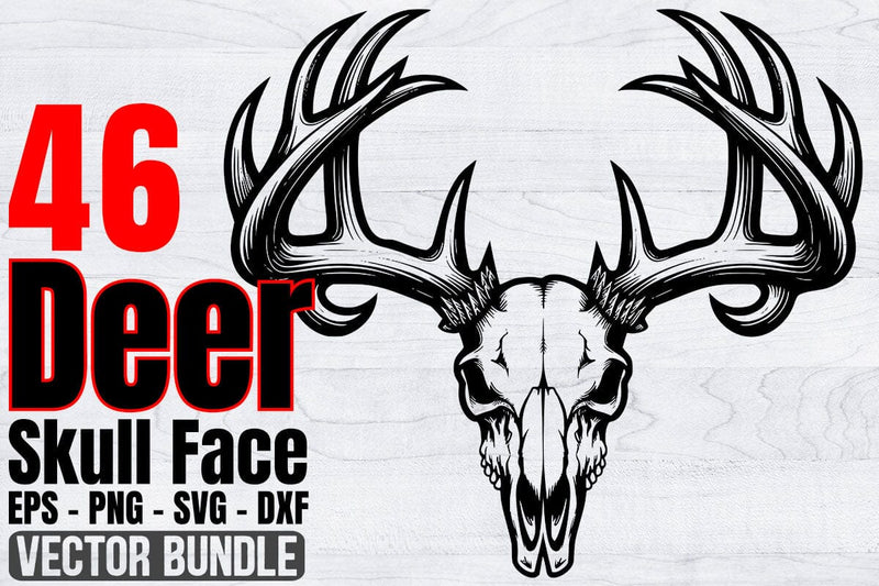 Deer Skull Face SVG Bundle, Animal Face SVG, Deer Shirt SVG Creativeart88 