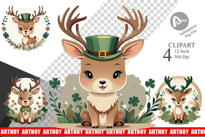 Deer St. Patrick Clipart Sublimation artnoy 