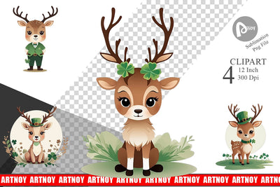 Deer St. Patrick Clipart Sublimation artnoy 