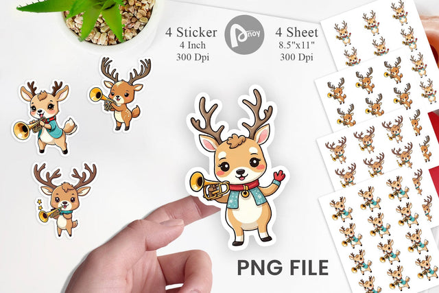 Deer Sticker New Year Sublimation artnoy 