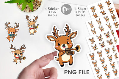 Deer Sticker New Year Sublimation artnoy 