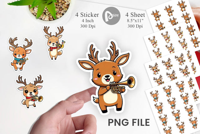 Deer Sticker New Year Sublimation artnoy 