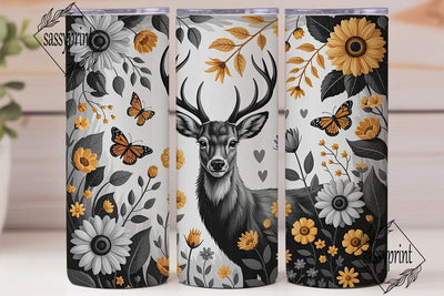 Deer & Sunflowers Tumbler Wrap Sublimation sassyprint 