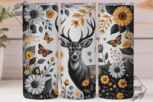 Deer & Sunflowers Tumbler Wrap Sublimation sassyprint 