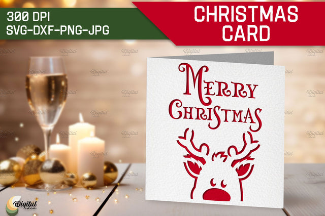 Deer SVG. Christmas Card Animal. Layered Papercut 3D Paper Evgenyia Guschina 