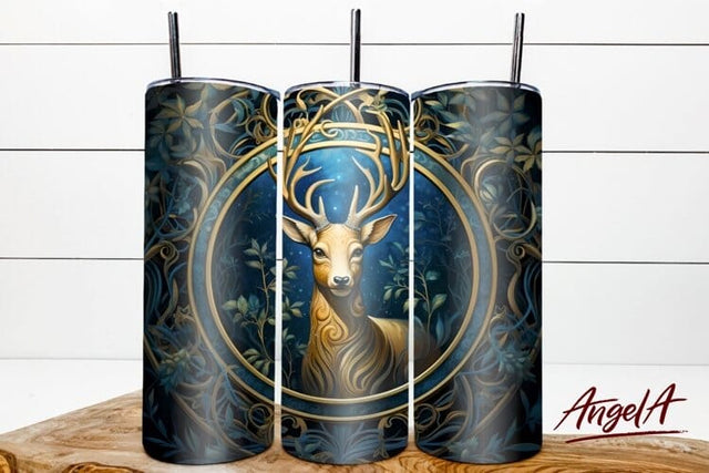 deer tumbler / floral tumbler wrap / 3d sublimation deer png Sublimation Angelina Semenova 