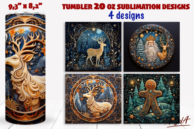 Deer tumbler sublimation, Winter tumbler, Christmas tumbler Sublimation Angelina Semenova 