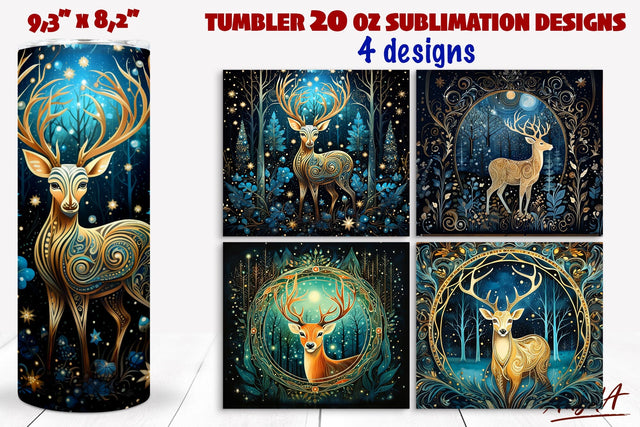 Deer tumbler sublimation, Winter tumbler wraps Sublimation Angelina Semenova 