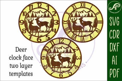 Deer wall clock laser cut files, SVG file. vector SVG APInspireddesigns 