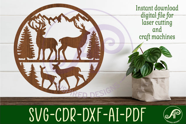 Deer wall sign svg laser cut file SVG APInspireddesigns 