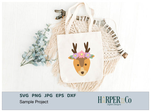 Deer with Bows and Flowers SVG PNG Cut EPS File SVG HarperNCo 