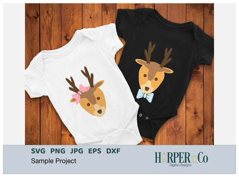 Deer with Bows and Flowers SVG PNG Cut EPS File SVG HarperNCo 