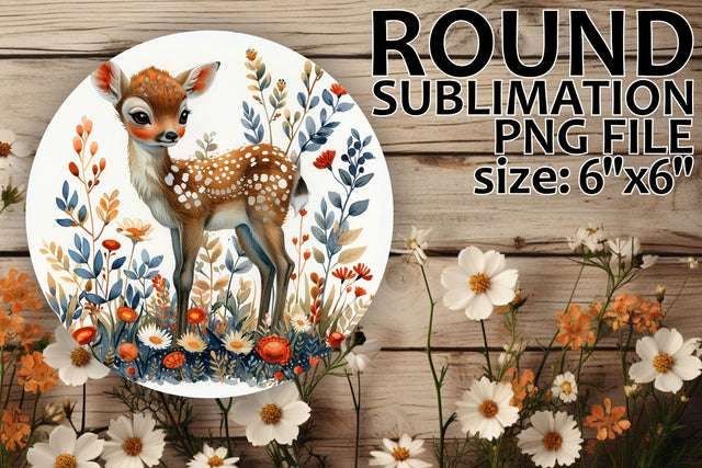 Deer with Floral Round Coaster Design Sublimation afrosvg 