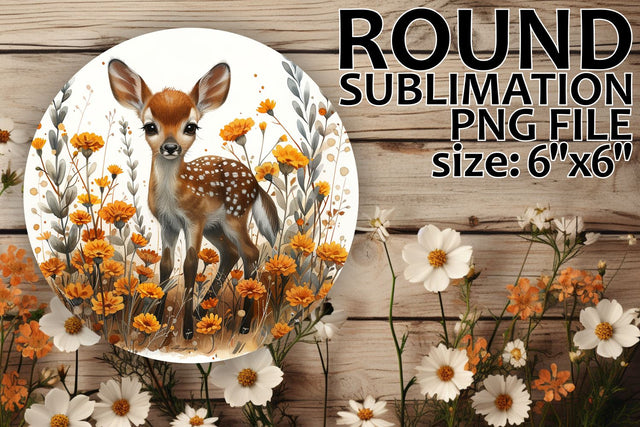 Deer with Flowers Circle Design for Car Coasters & Keychains Sublimation afrosvg 