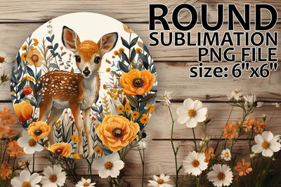 Deer with Flowers for Keychains and Car Coasters Sublimation afrosvg 
