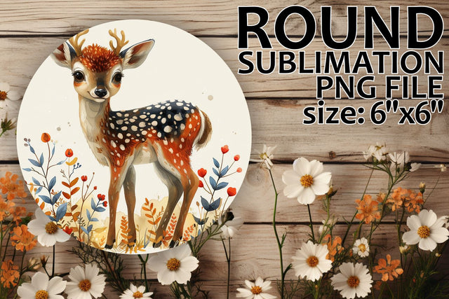 Deer with Flowers Keychain Sublimation Design Sublimation afrosvg 