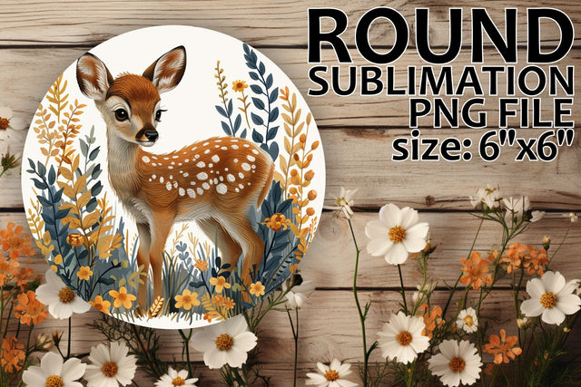 Deer with Flowers Round Circle Design for Coasters Sublimation afrosvg 