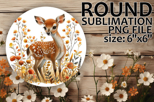 Deer with Flowers Round Design for Car Coasters Sublimation afrosvg 