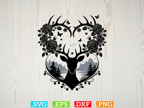 Deer With Flowers Svg Bundle, Cute Floral Animal Svg, Deer Clipart SVG Creativeart88 