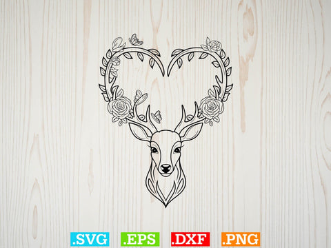 Deer With Flowers Svg Bundle, Cute Floral Animal Svg, Deer Clipart SVG Creativeart88 