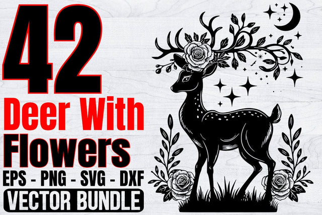 Deer With Flowers Svg Bundle, Cute Floral Animal Svg, Deer Clipart SVG Creativeart88 