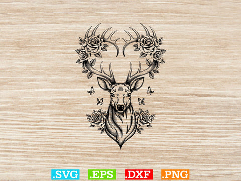 Deer With Flowers Svg Bundle, Cute Floral Animal Svg, Deer Clipart SVG Creativeart88 