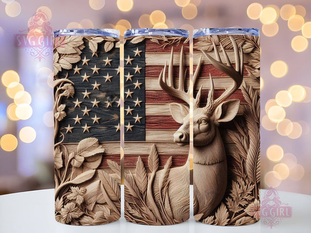 Deer Wood Carving 20oz Tumbler Wrap Sublimation Design, Straight Tapered Tumbler Wrap, Hunting Tumbler Png, Instant Digital Download Sublimation SvggirlplusArt 