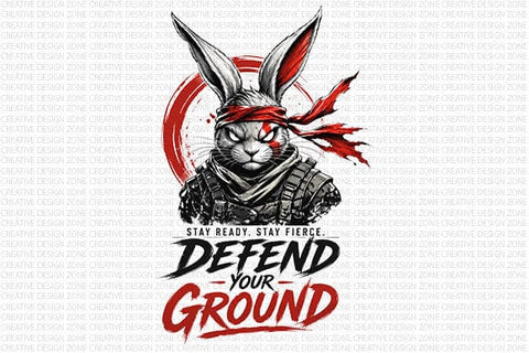 Defend Your Ground Rabbit PNG Motivational Quote POD Design SVG BillahCrafts 