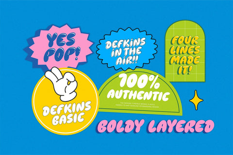 Defkins — The Bubble Pop Display Typeface Font Four Lines Std. 
